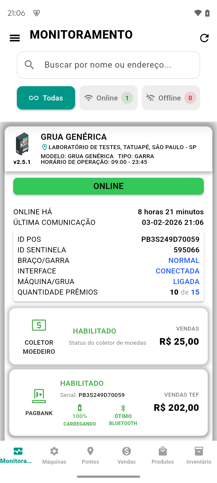 Monitoramento em tempo real