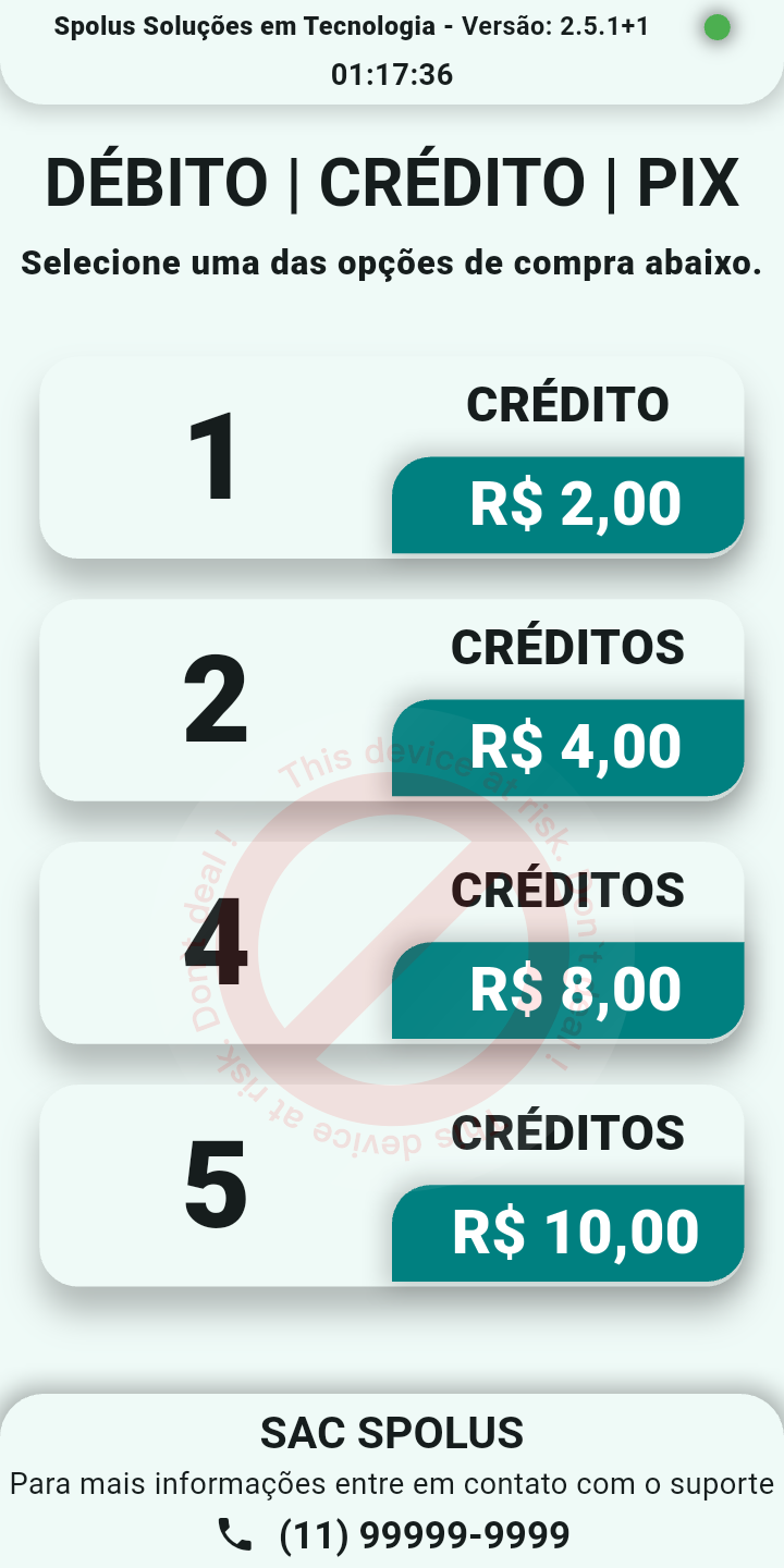 Tela POS - selecionar valor