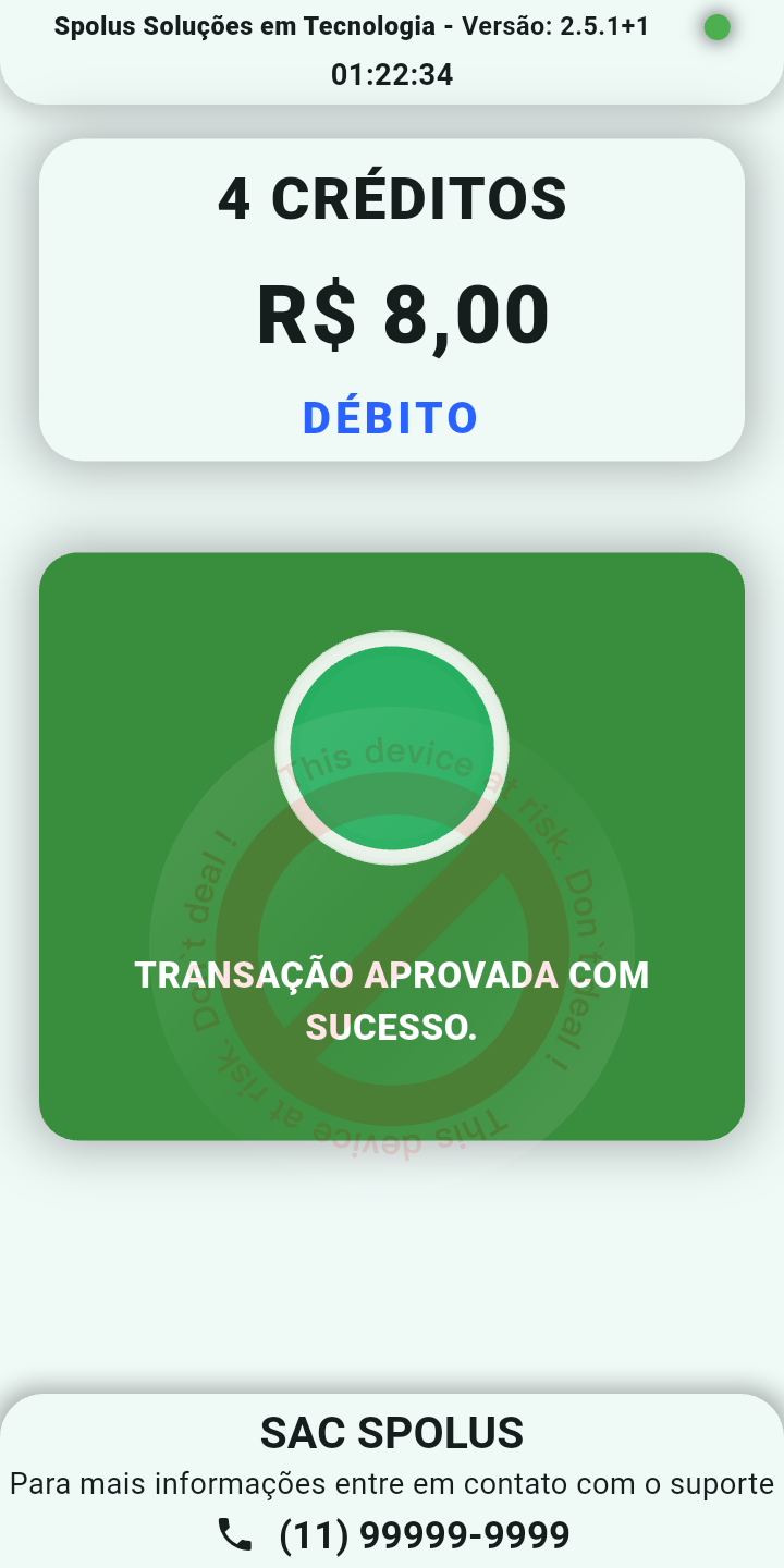 Tela POS - pagamento aprovado